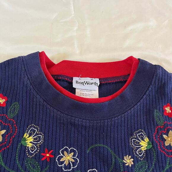 Vtg Y2K 2000s Floral Embroidered Top Wmns Sz M Cottagecore - Picture 2 of 7